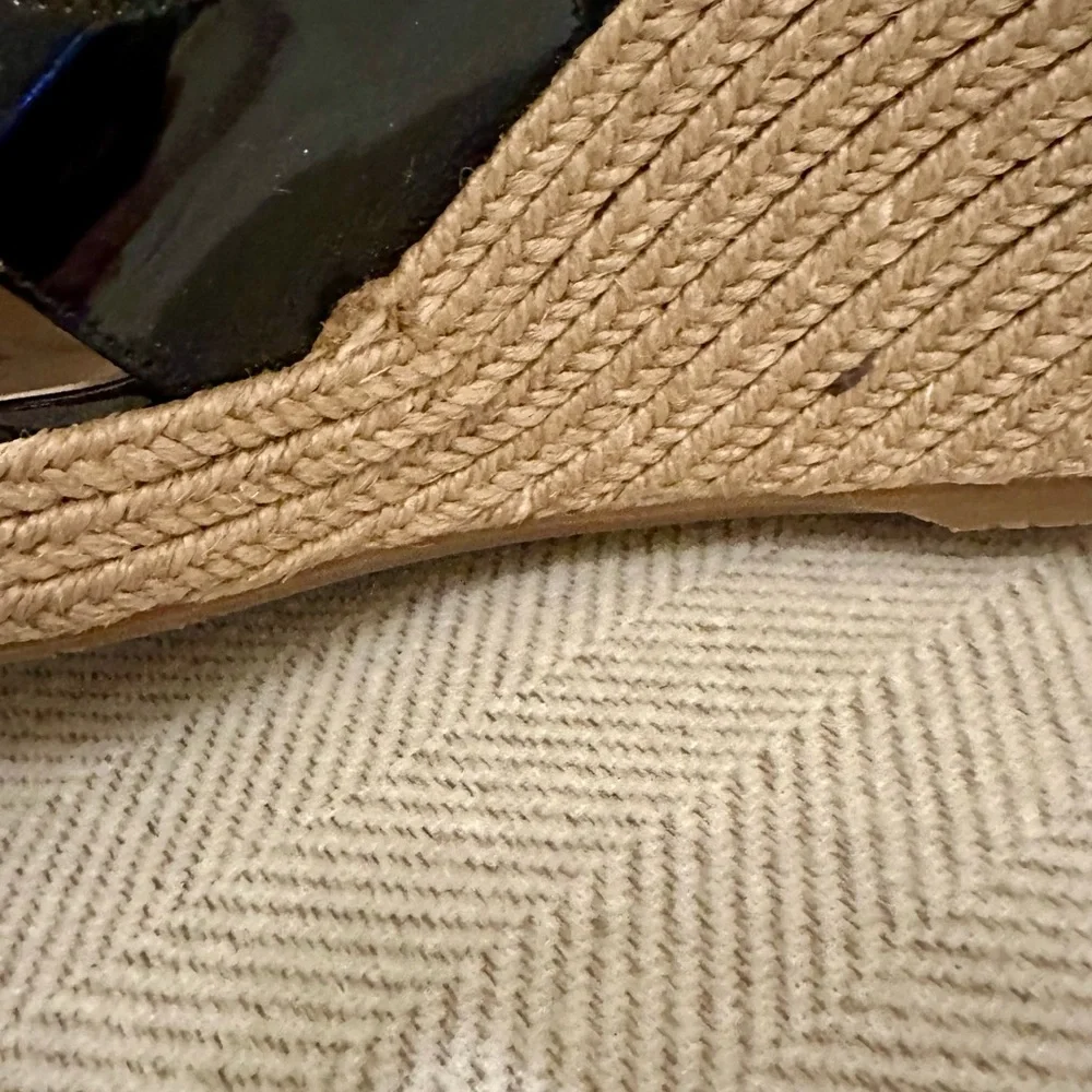 LK Bennett Black Patent Espadrille Wedges 39.5
